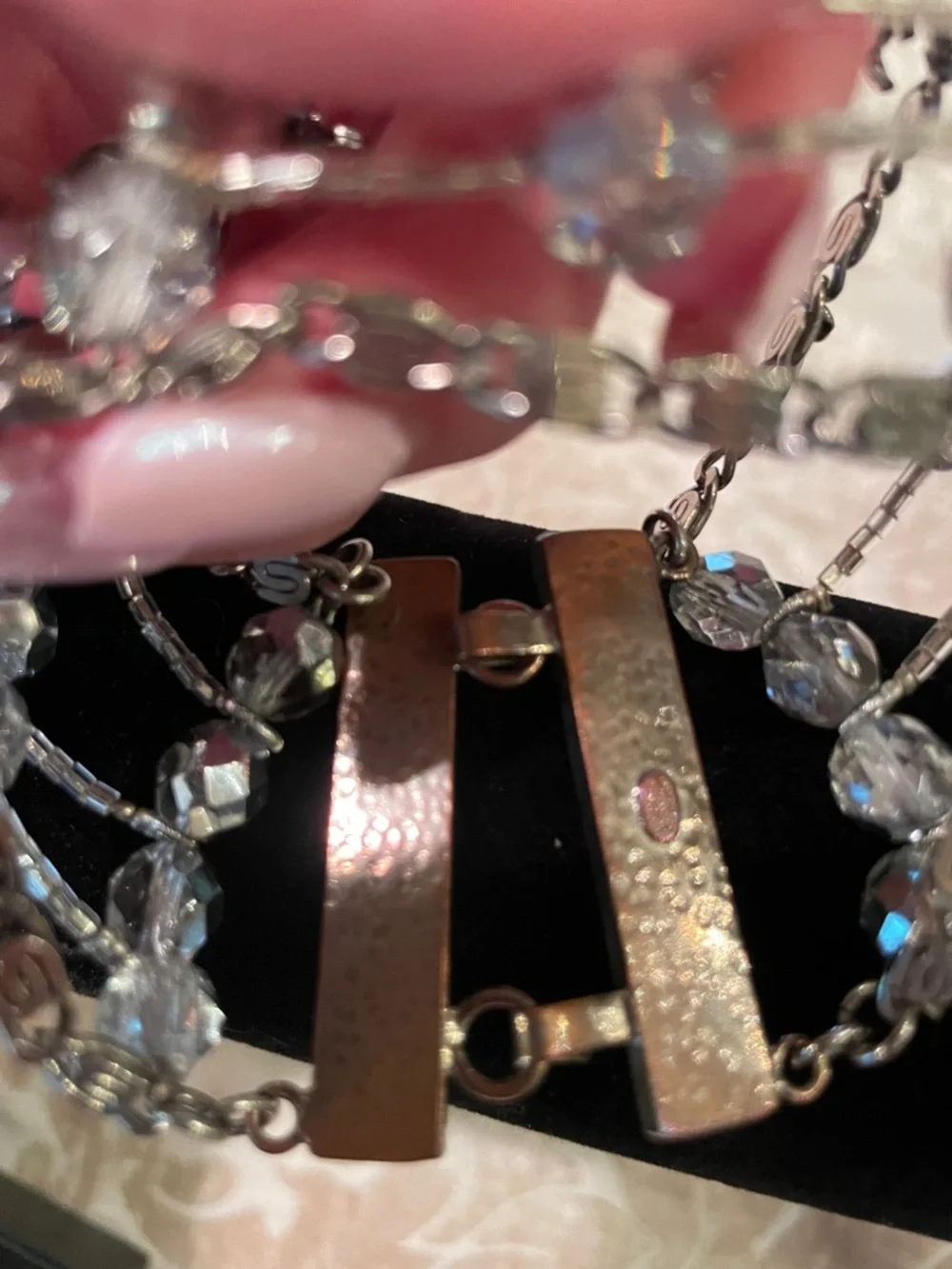 CHANEL Silver-Tone Faceted Crystal Multi-Row Bracelet